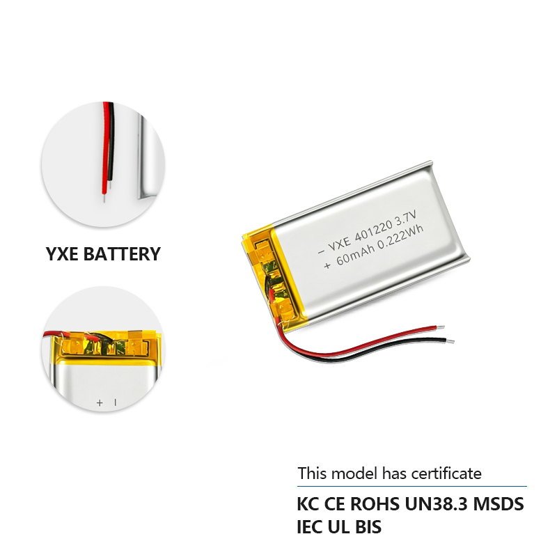 3.7 V Li-ion Battery 401220-60mah